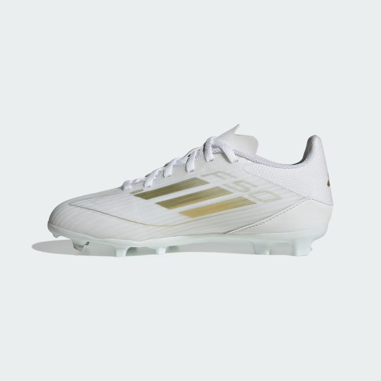 adidas F50 League Firm/Multi-Ground Youth Soccer Cleats - White/Gold Metallic/White