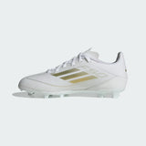 adidas F50 League Firm/Multi-Ground Youth Soccer Cleats - White/Gold Metallic/White