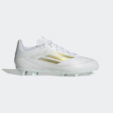 adidas F50 League Firm/Multi-Ground Youth Soccer Cleats - White/Gold Metallic/White