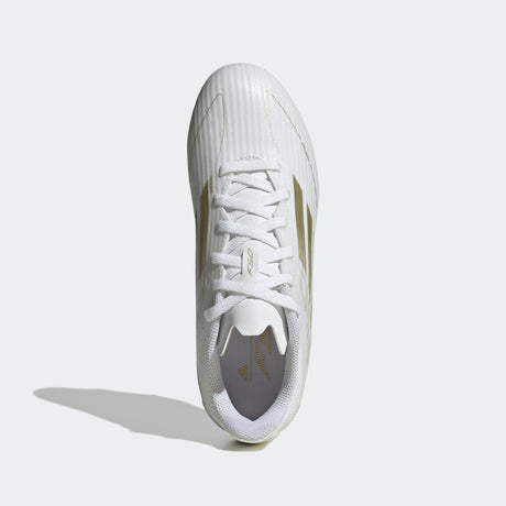 adidas F50 League Firm/Multi-Ground Youth Soccer Cleats - White/Gold Metallic/White