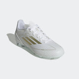 adidas F50 League Firm/Multi-Ground Youth Soccer Cleats - White/Gold Metallic/White