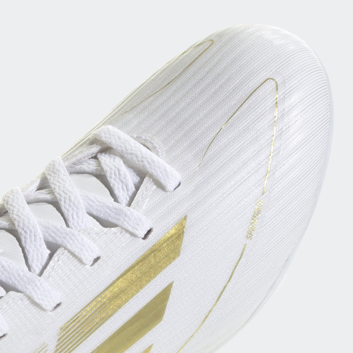 adidas F50 League Firm/Multi-Ground Youth Soccer Cleats - White/Gold Metallic/White