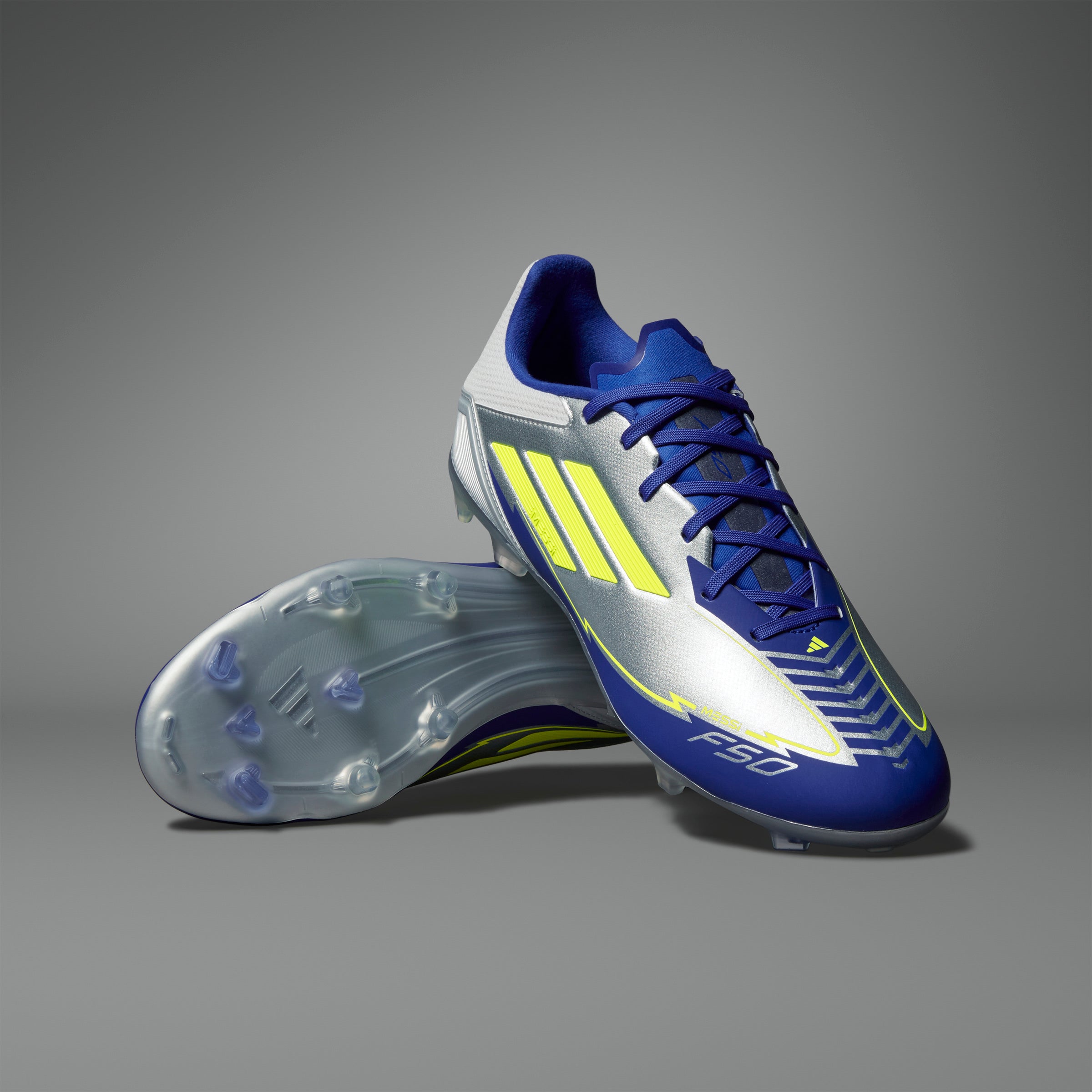 adidas F50 League Messi Firm/Multi-Ground Boots Silver/Yellow