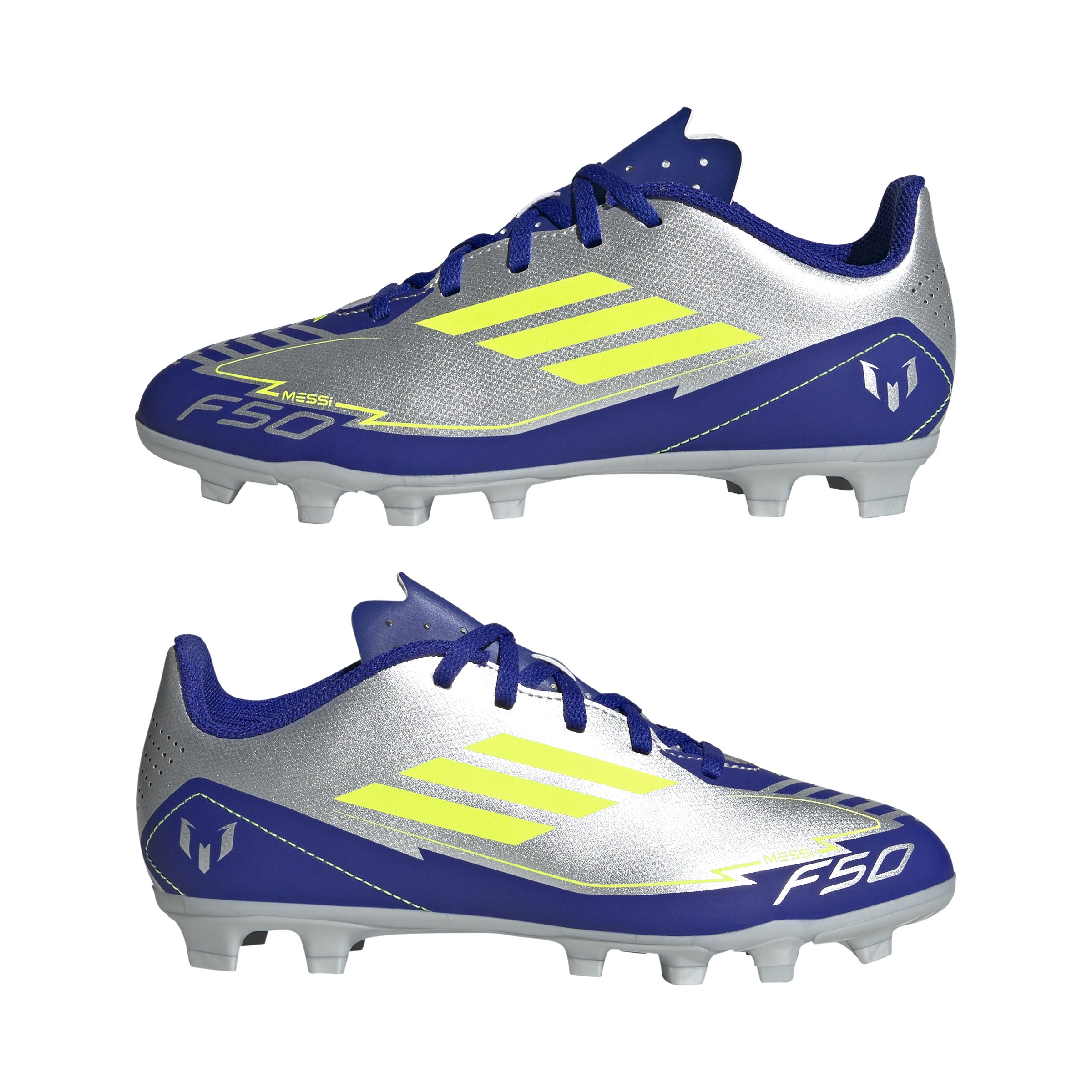 adidas F50 Club Messi Firm/Multi-Ground Boots Junior Silver