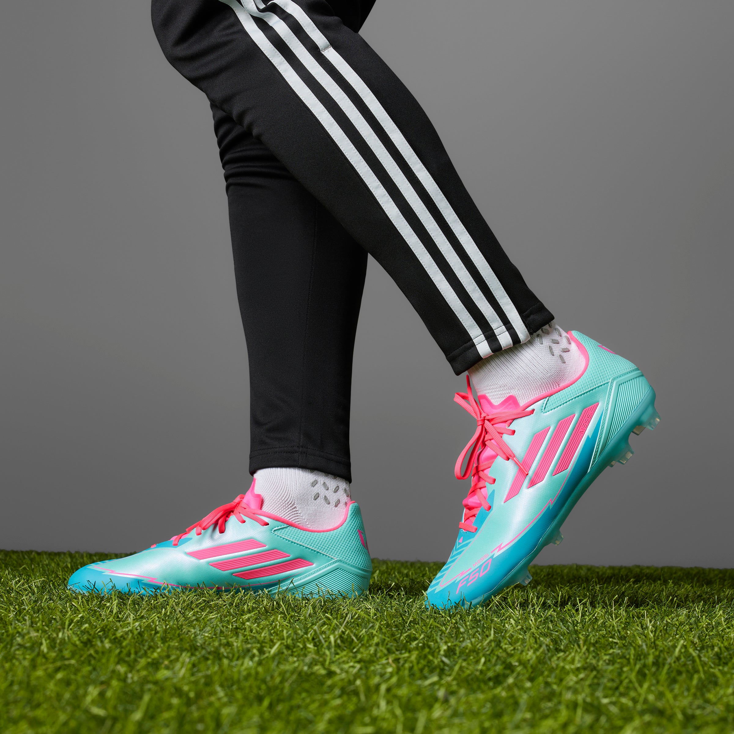 adidas F50 League Messi Firm/Multi-Ground Boots Flash Aqua/Lucid Pink/Lucid Cyan