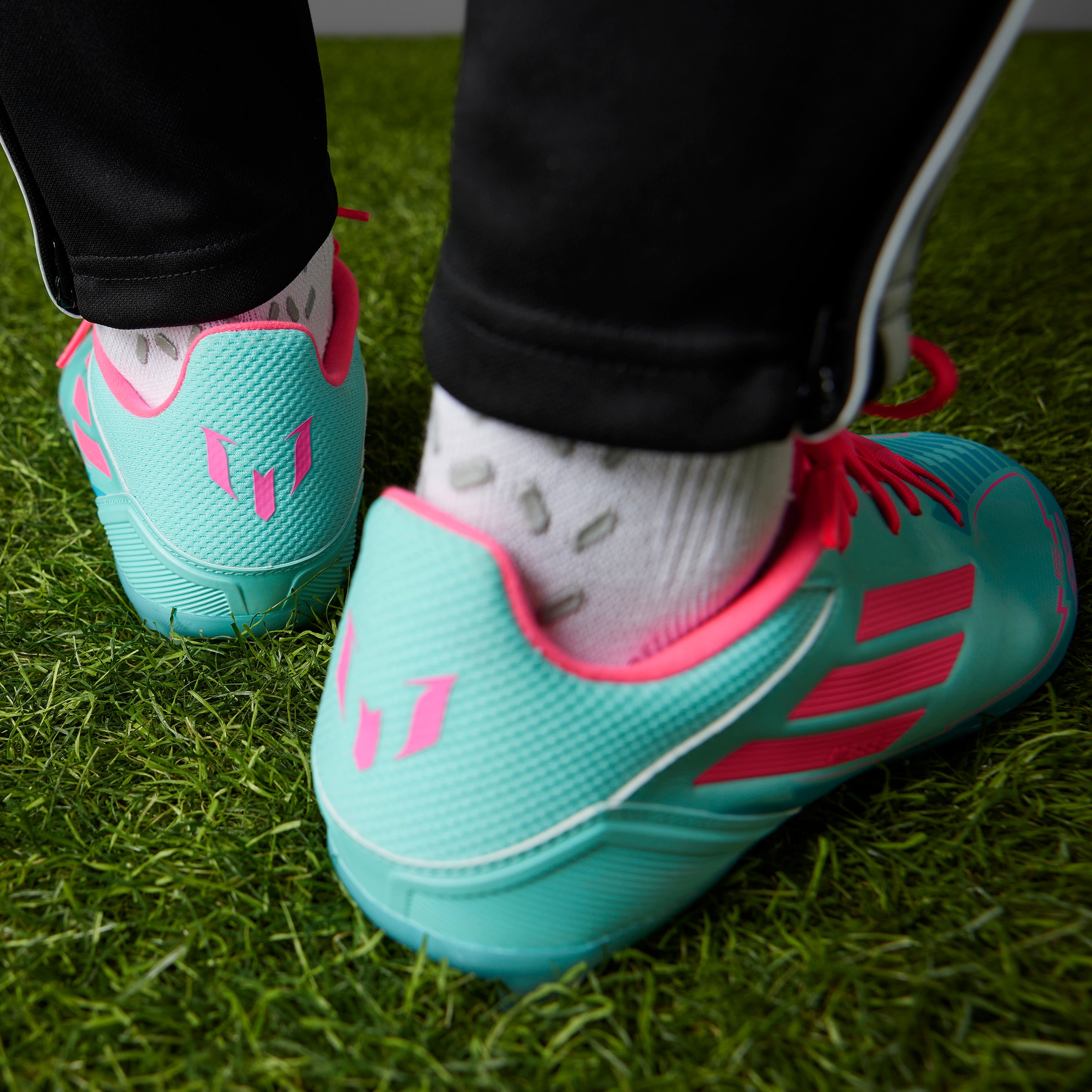 adidas F50 League Messi Firm/Multi-Ground Boots Flash Aqua/Lucid Pink/Lucid Cyan
