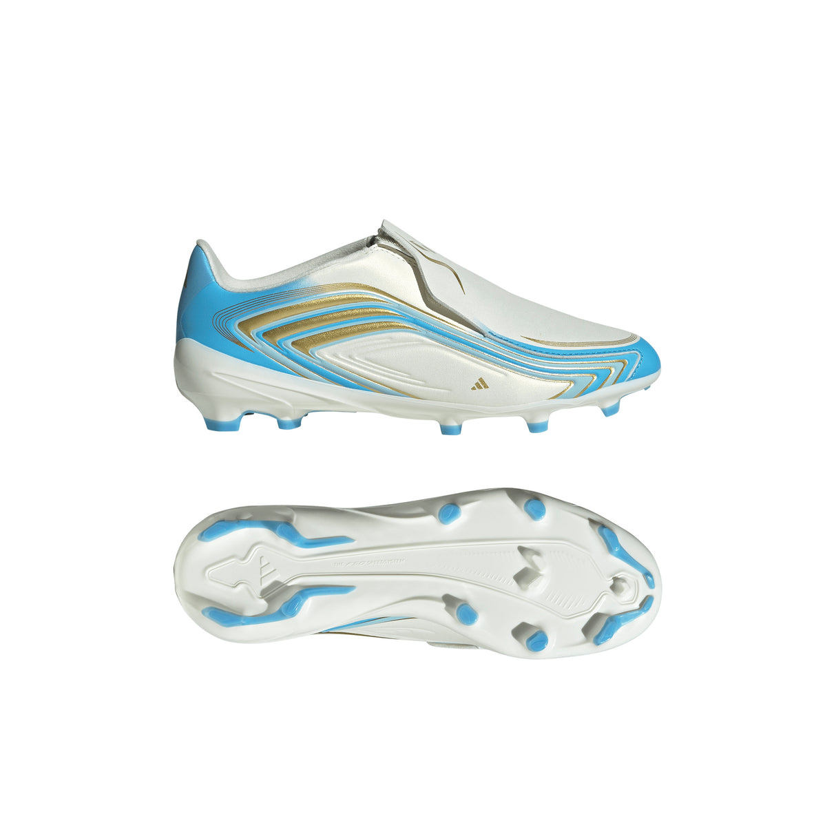 adidas F50 Messi League Laceless FG Firm Ground Youth Soccer Cleats - Blue