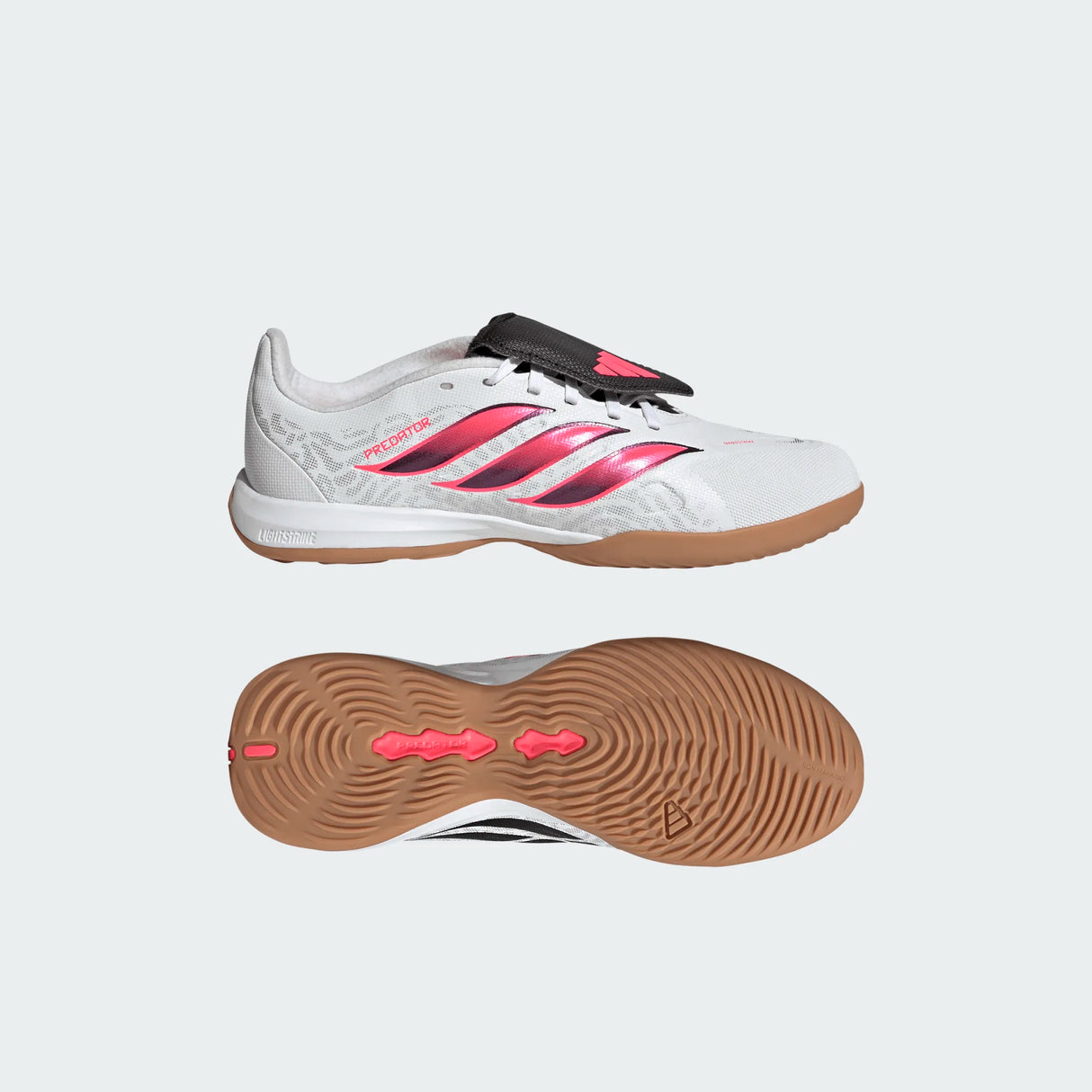 adidas Predator League Fold-Over Tongue Indoor Youth Soccer Shoes - White/Black