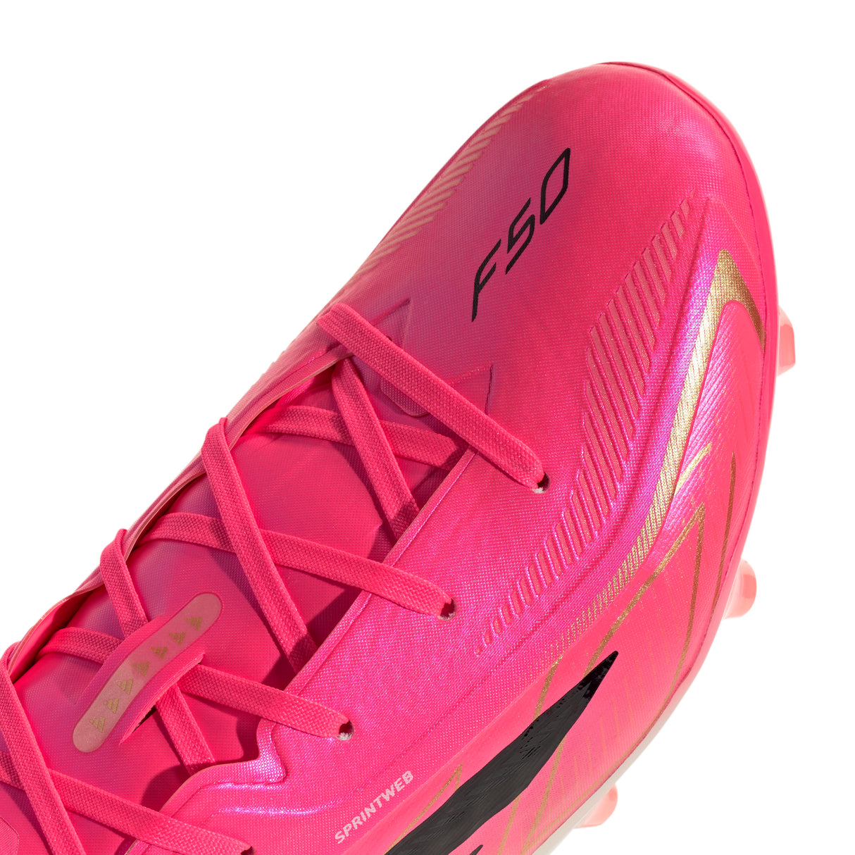 Botines de Fútbol Juveniles adidas F50 Hyperfast Elite para Terreno Firme - Turquesa/Negro/Dorado