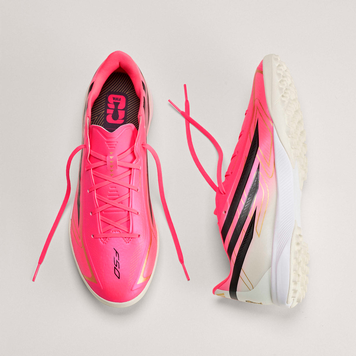 adidas F50 Hyperfast League Turf Men's Soccer Cleats - Turquesa/Black/Gold