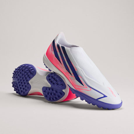 adidas F50 Hyperfast League Laceless Turf Men's Soccer Cleats - White/Purple