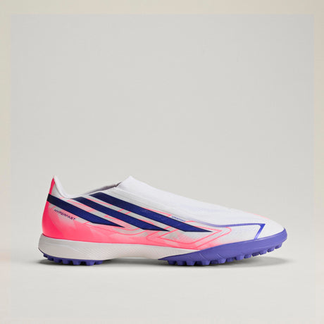 adidas F50 Hyperfast League Laceless Turf Men's Soccer Cleats - White/Purple
