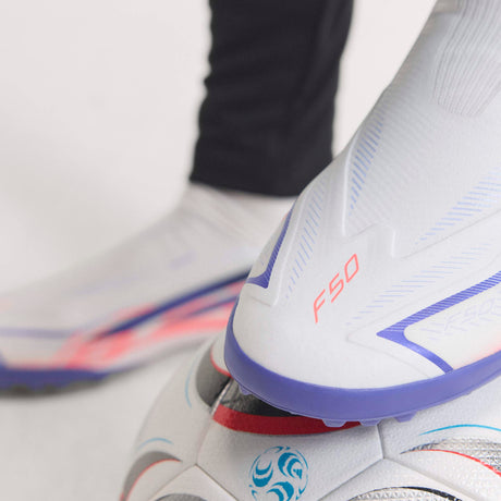 adidas F50 Hyperfast League Laceless Turf Men's Soccer Cleats - White/Purple