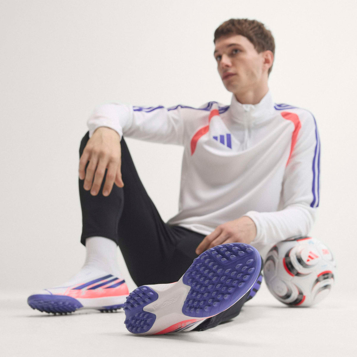 adidas F50 Hyperfast League Laceless Turf Men's Soccer Cleats - White/Purple
