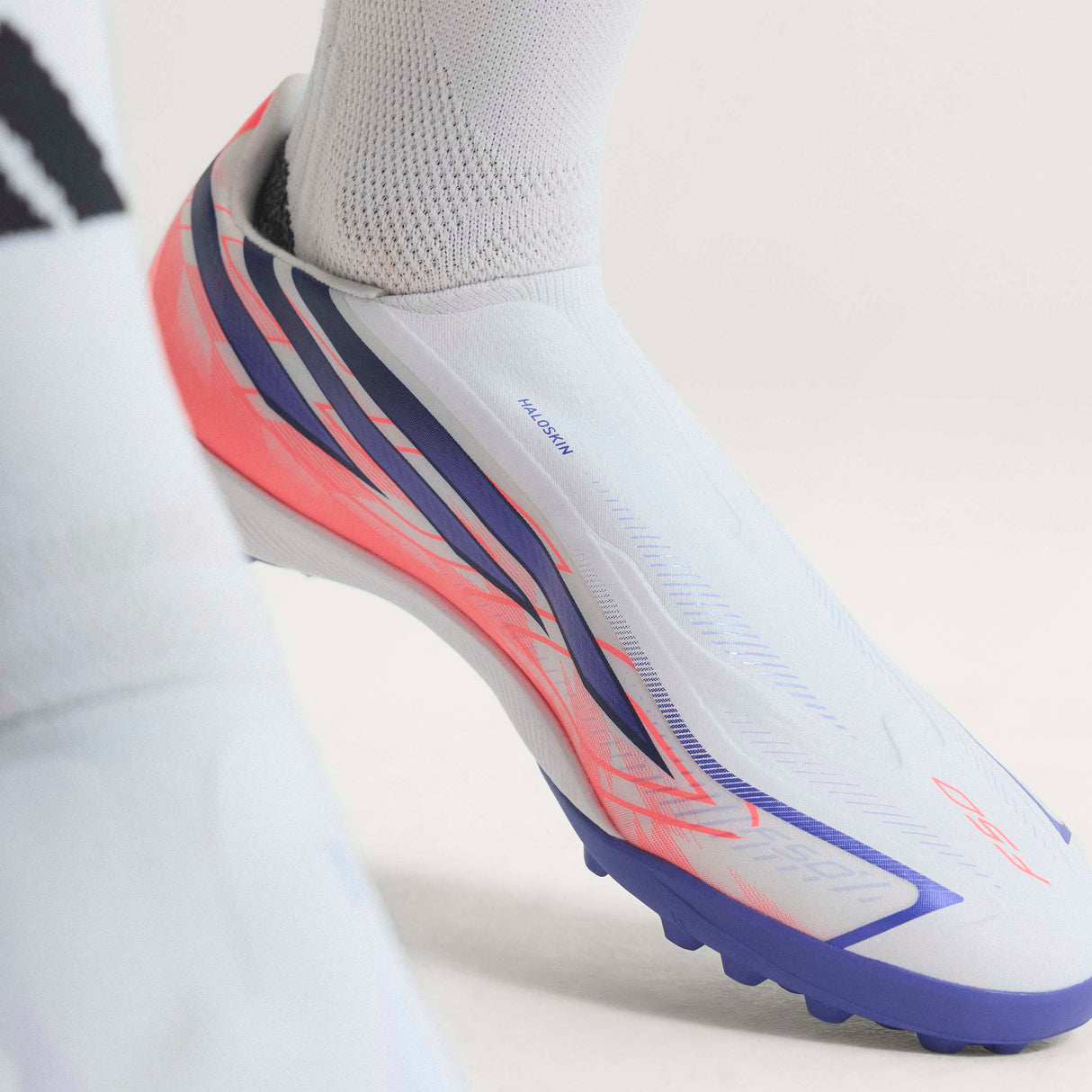 adidas F50 Hyperfast League Laceless Turf Men's Soccer Cleats - White/Purple