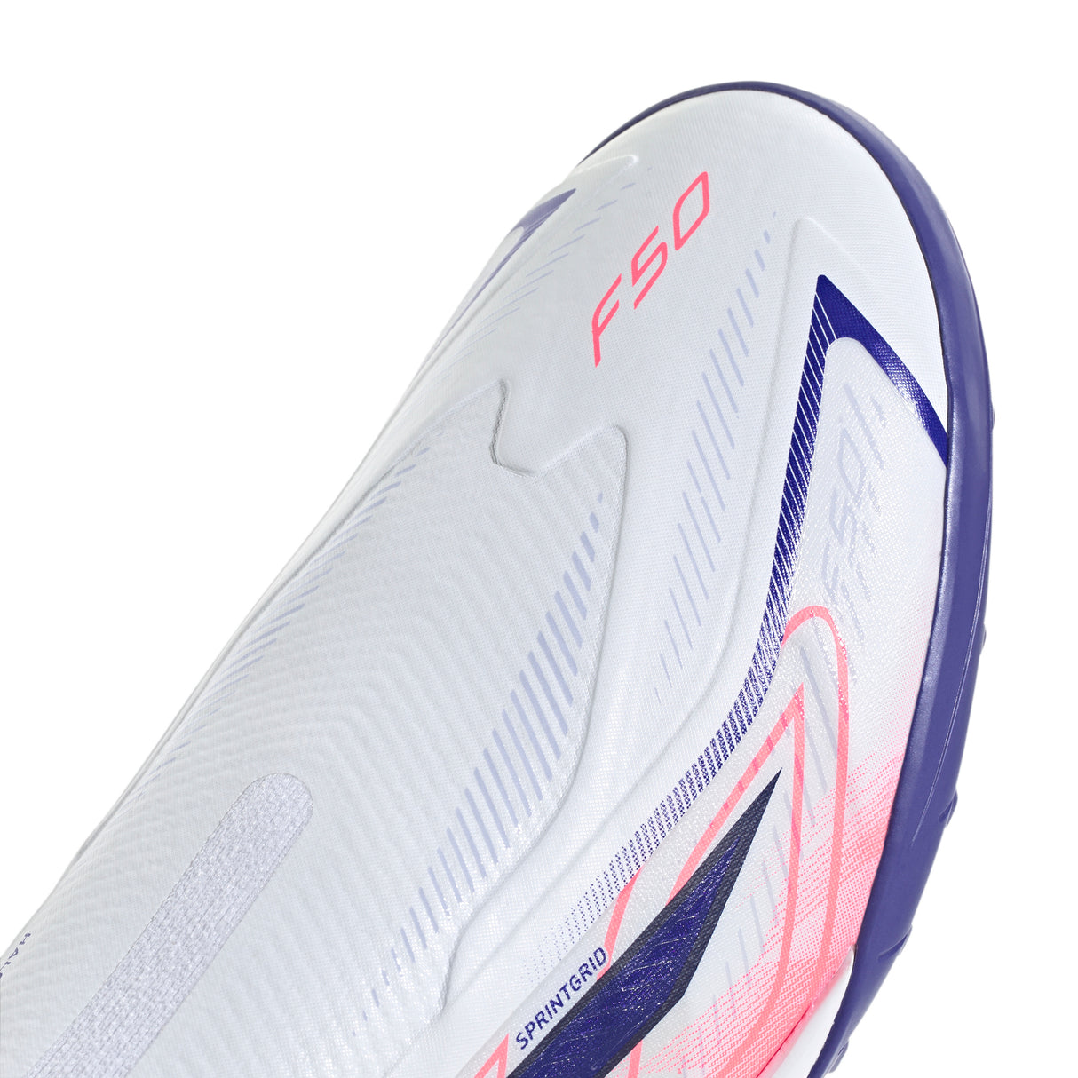 adidas F50 Hyperfast League Laceless Turf Men's Soccer Cleats - White/Purple