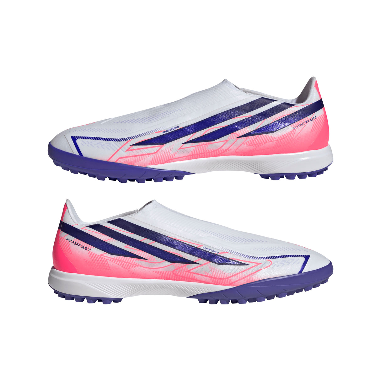 adidas F50 Hyperfast League Laceless Turf Men's Soccer Cleats - White/Purple