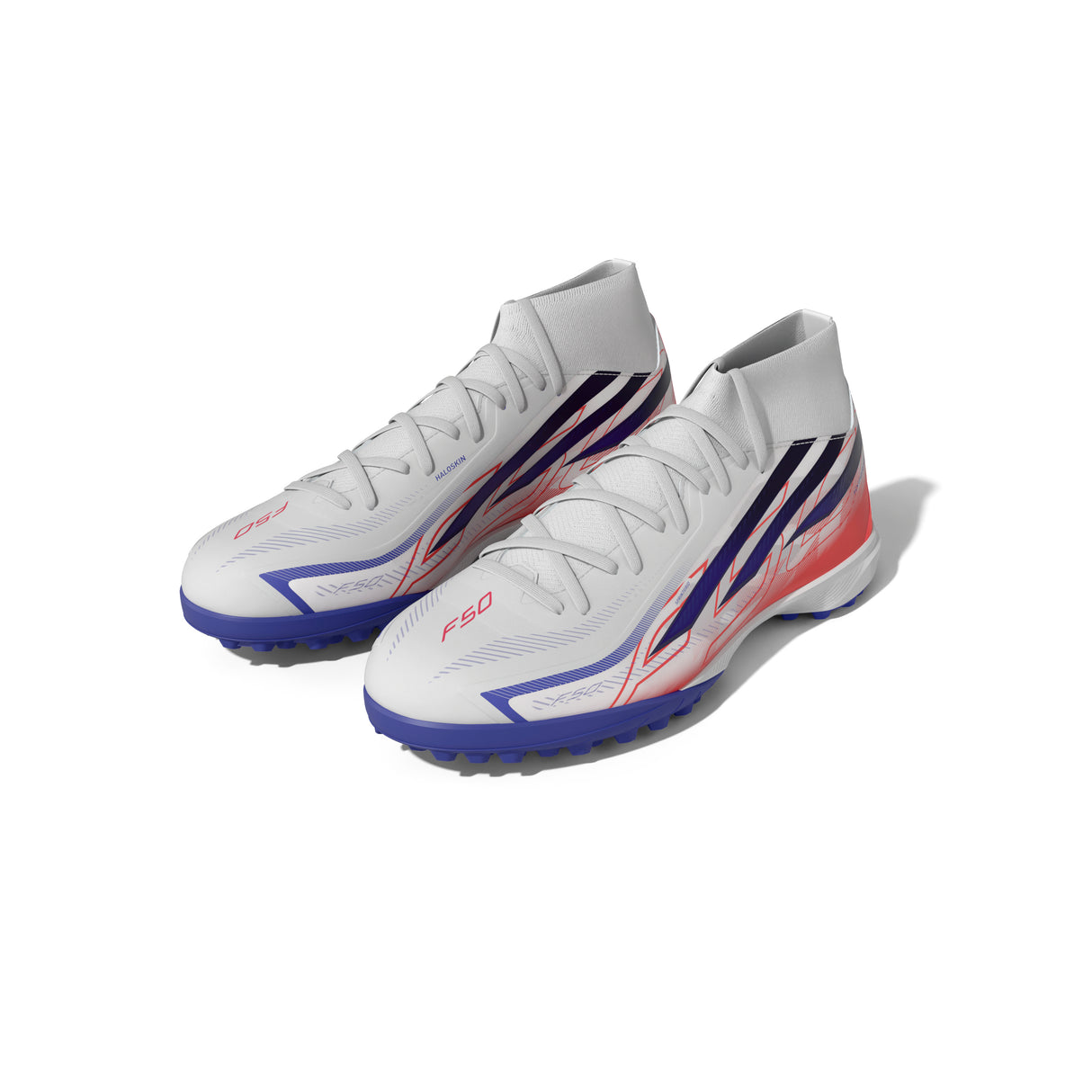 adidas F50 Hyperfast League Mid Turf Men's Soccer Cleats - White/Purple