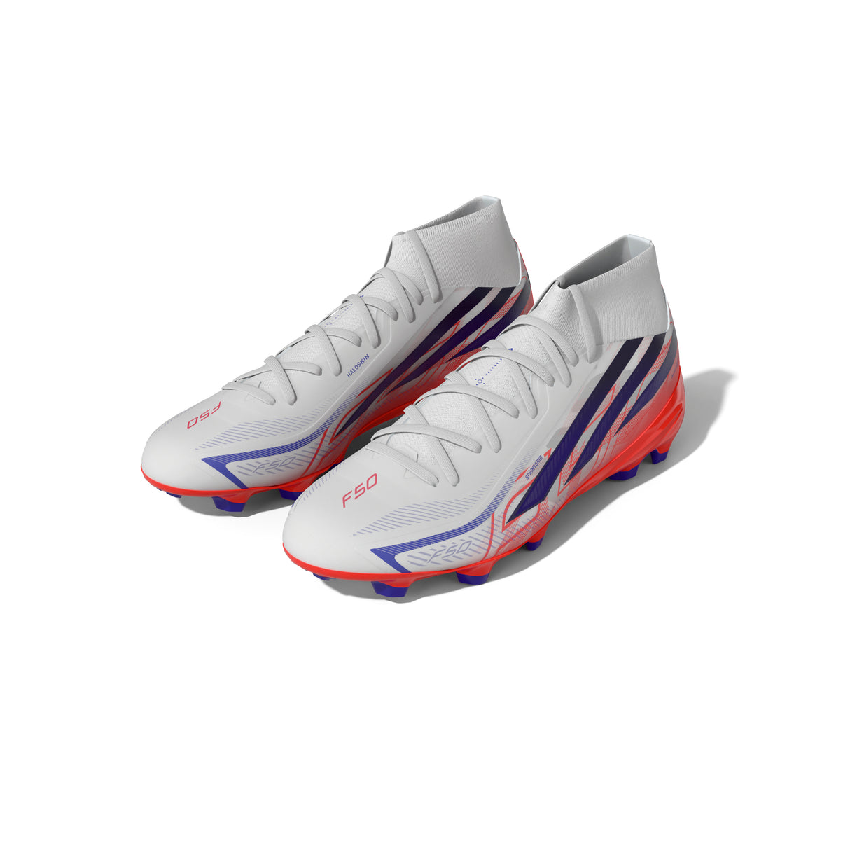 adidas F50 Hyperfast League Mid Firm Ground Men's Soccer Cleats - White/Purple