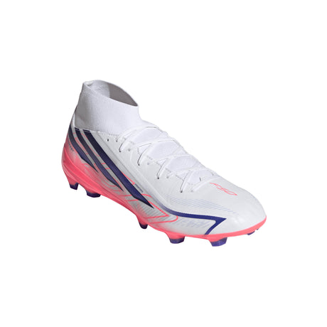 adidas F50 Hyperfast League Mid Firm Ground Men's Soccer Cleats - White/Purple