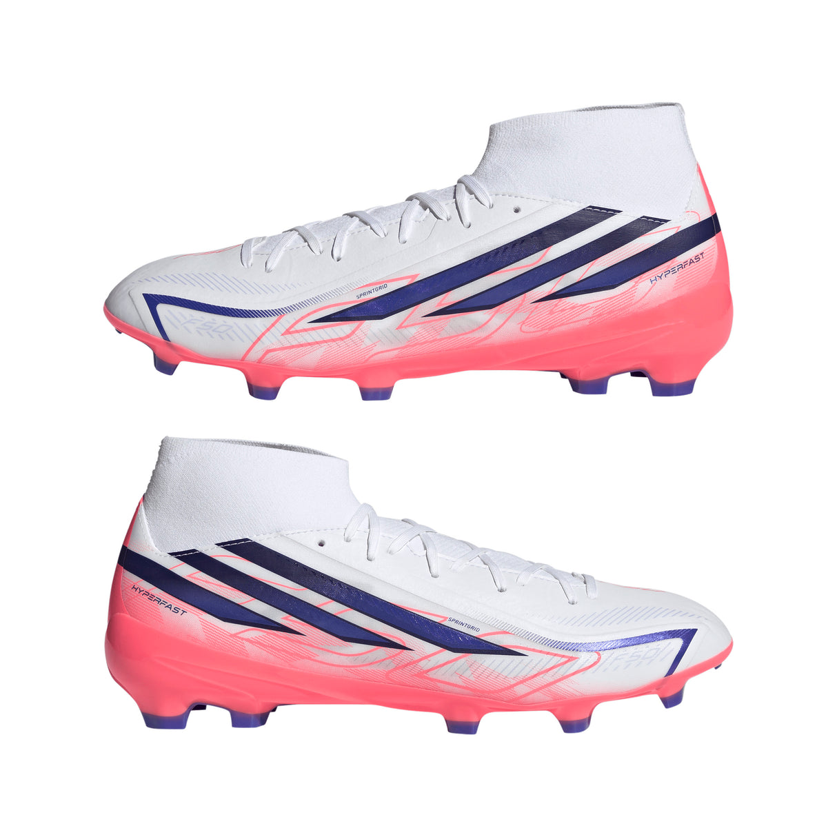 adidas F50 Hyperfast League Mid Firm Ground Men's Soccer Cleats - White/Purple