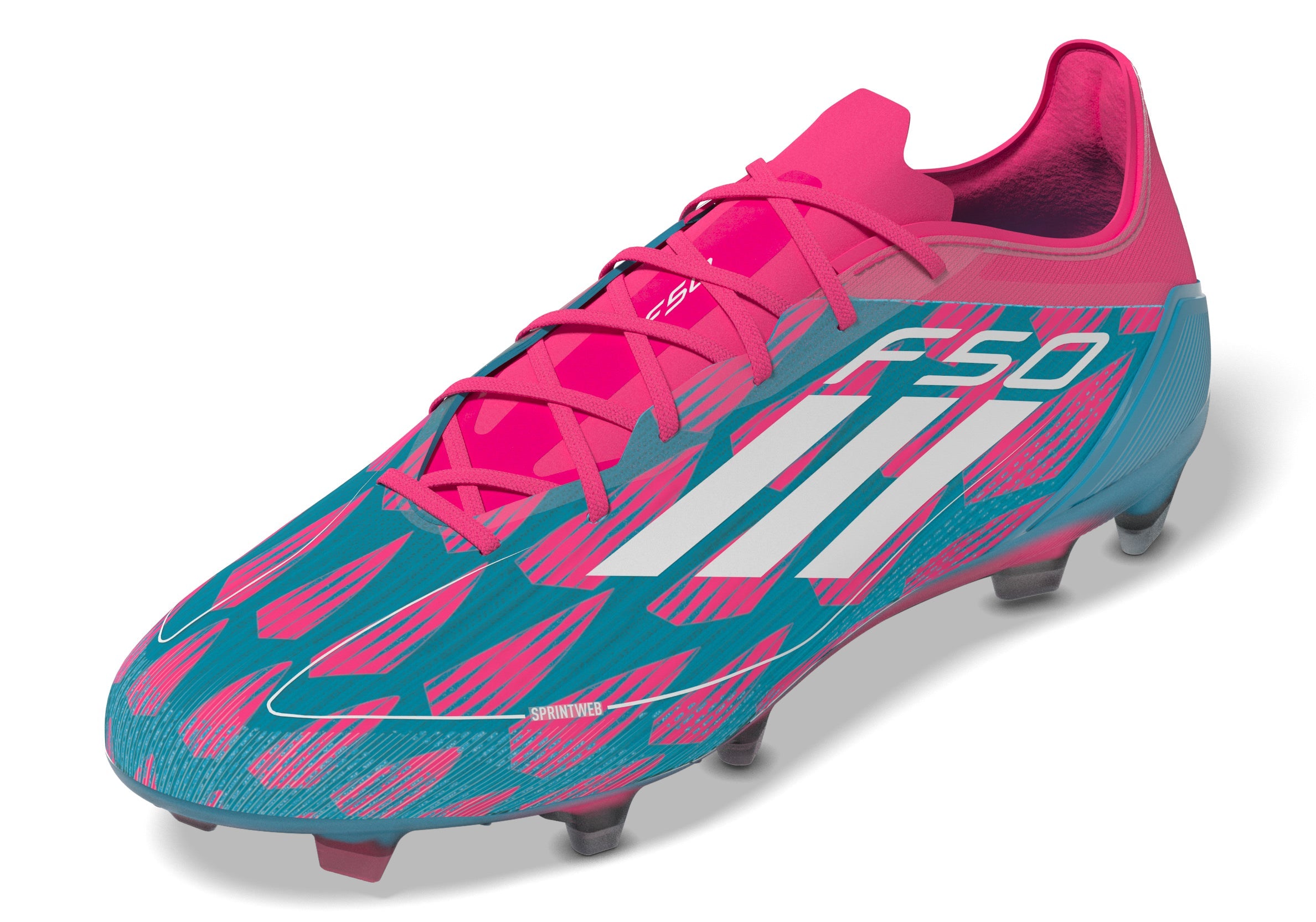 adidas F50 Pro FG Firm Ground Soccer Cleats - Solar Blue/White/Solar Pink /  6.5