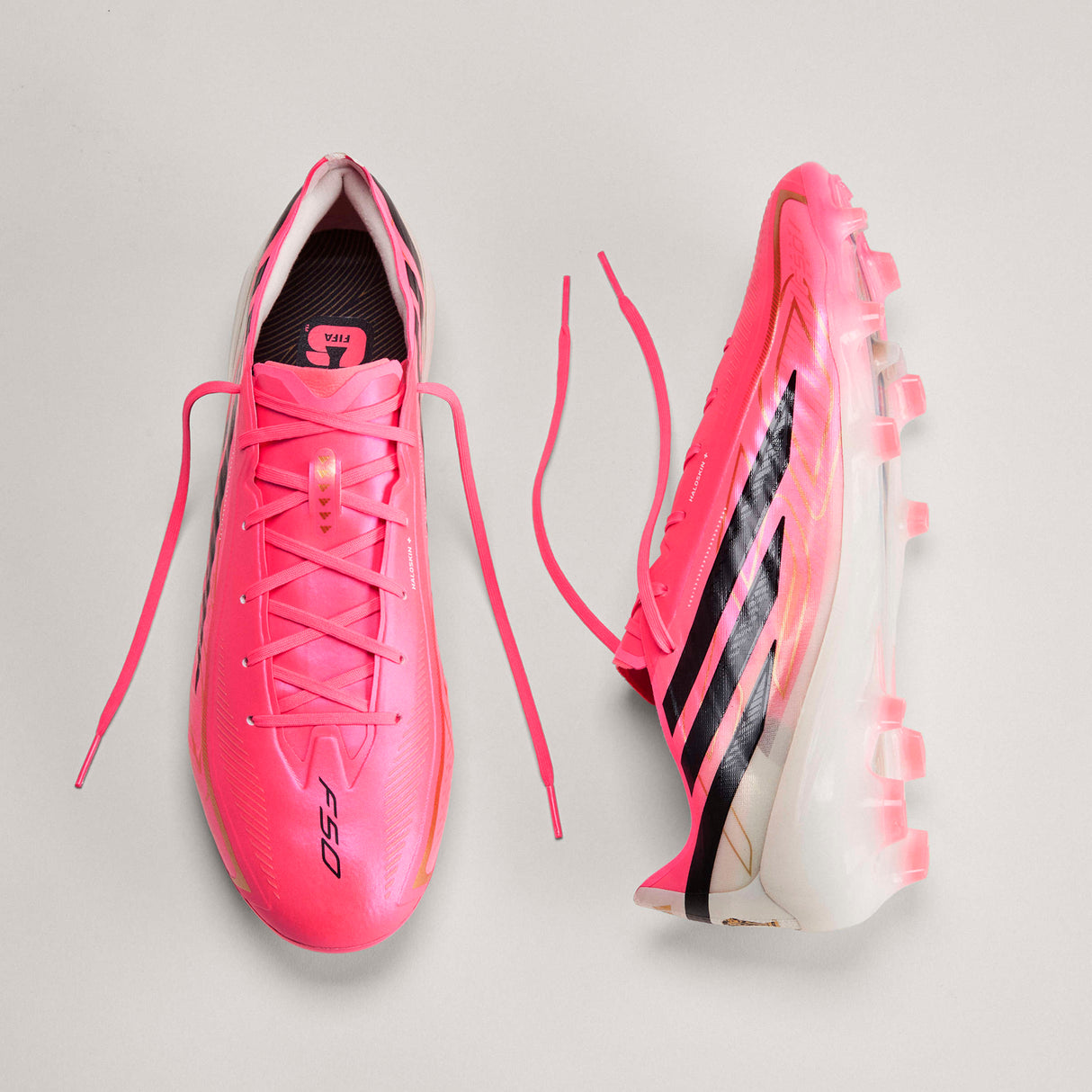 Botines de Fútbol adidas F50 Hyperfast Pro para Hombre Terreno Firme - Turquesa/Negro/Dorado