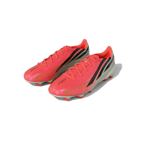 Botines de fútbol para terreno firme adidas F50 Hyperfast League para hombre - Turquesa/Negro/Oro