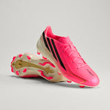 Botines de fútbol para terreno firme adidas F50 Hyperfast League para hombre - Turquesa/Negro/Oro