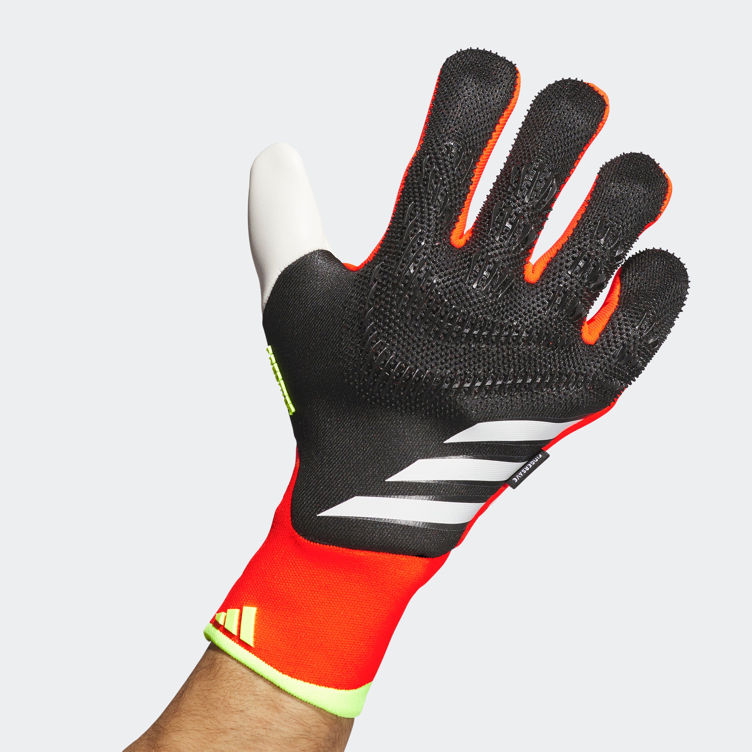adidas Predator Pro Fingersave Goalkeeper Gloves Black/Solar Red/Yellow