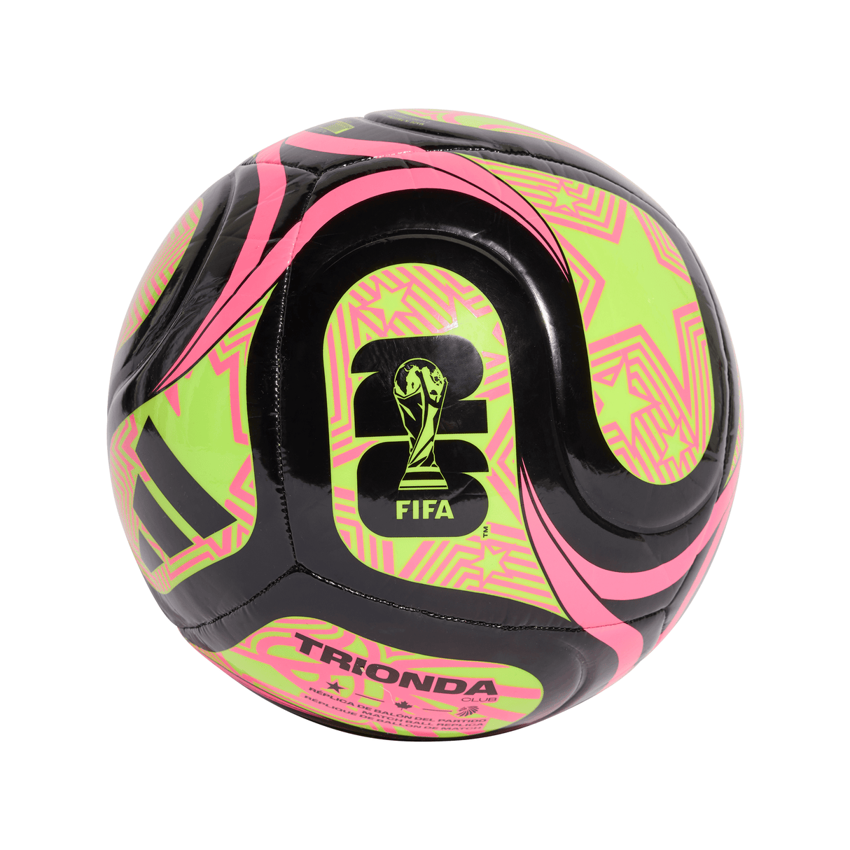 adidas World Cup Trionda Club Soccer Ball 26 - Black/Lemon/Pink