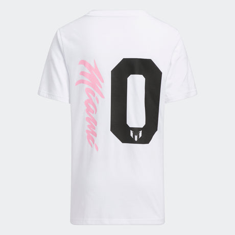 Camiseta de algodón adidas Messi para jóvenes - Blanco/Rosa