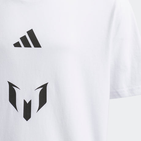 Camiseta de algodón adidas Messi para jóvenes - Blanco/Rosa
