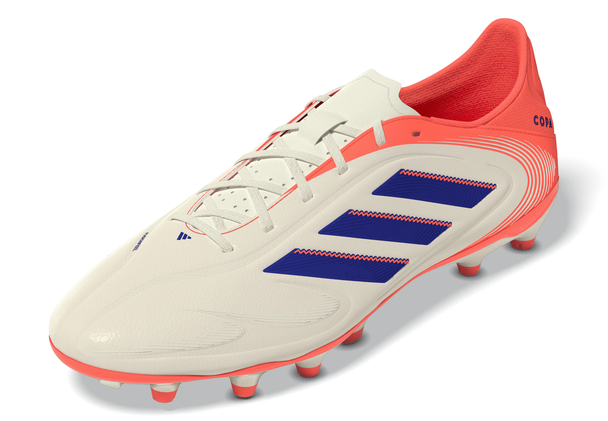Tacos de fútbol adidas Copa Pure III League FG/MG para hombre - Blanco/Azul/Naranja
