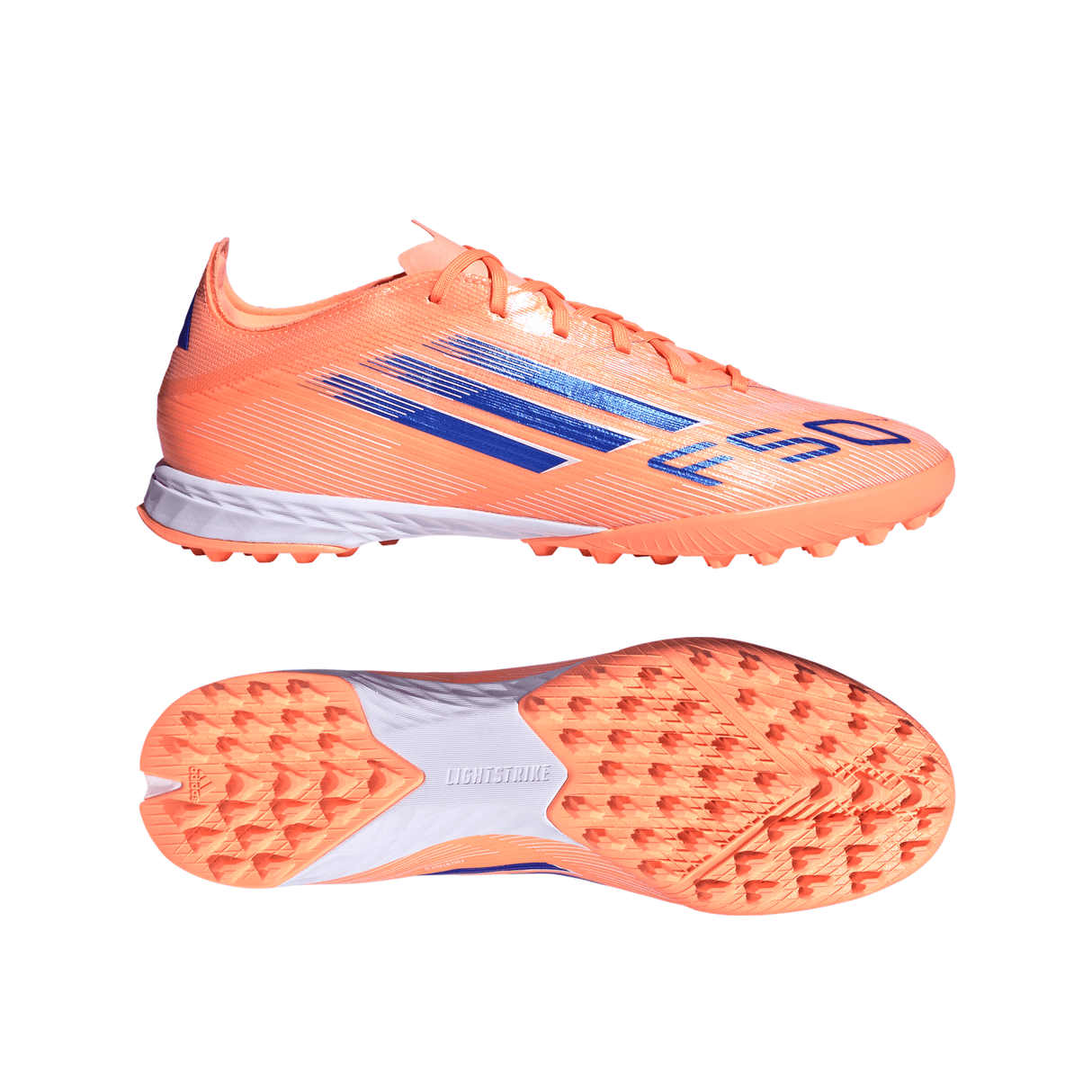 Botines de fútbol adidas F50 Pro TF para hombre - Naranja/Azul/Blanco