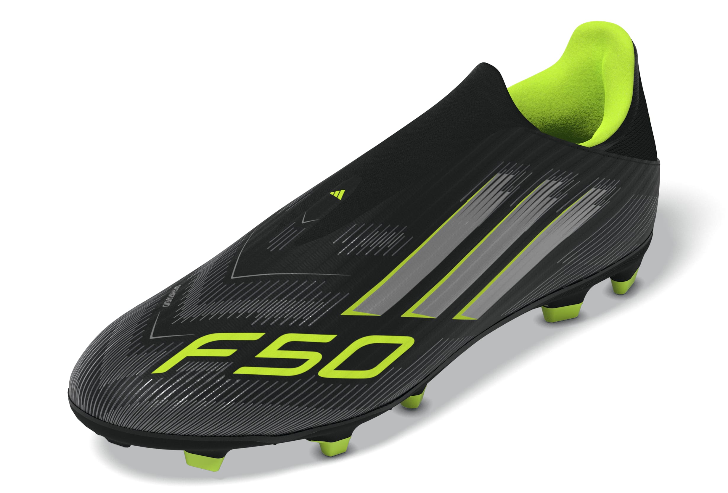 adidas F50 League Laceless FG/MG Men's Soccer Cleats - Black/IronMt/Lemon