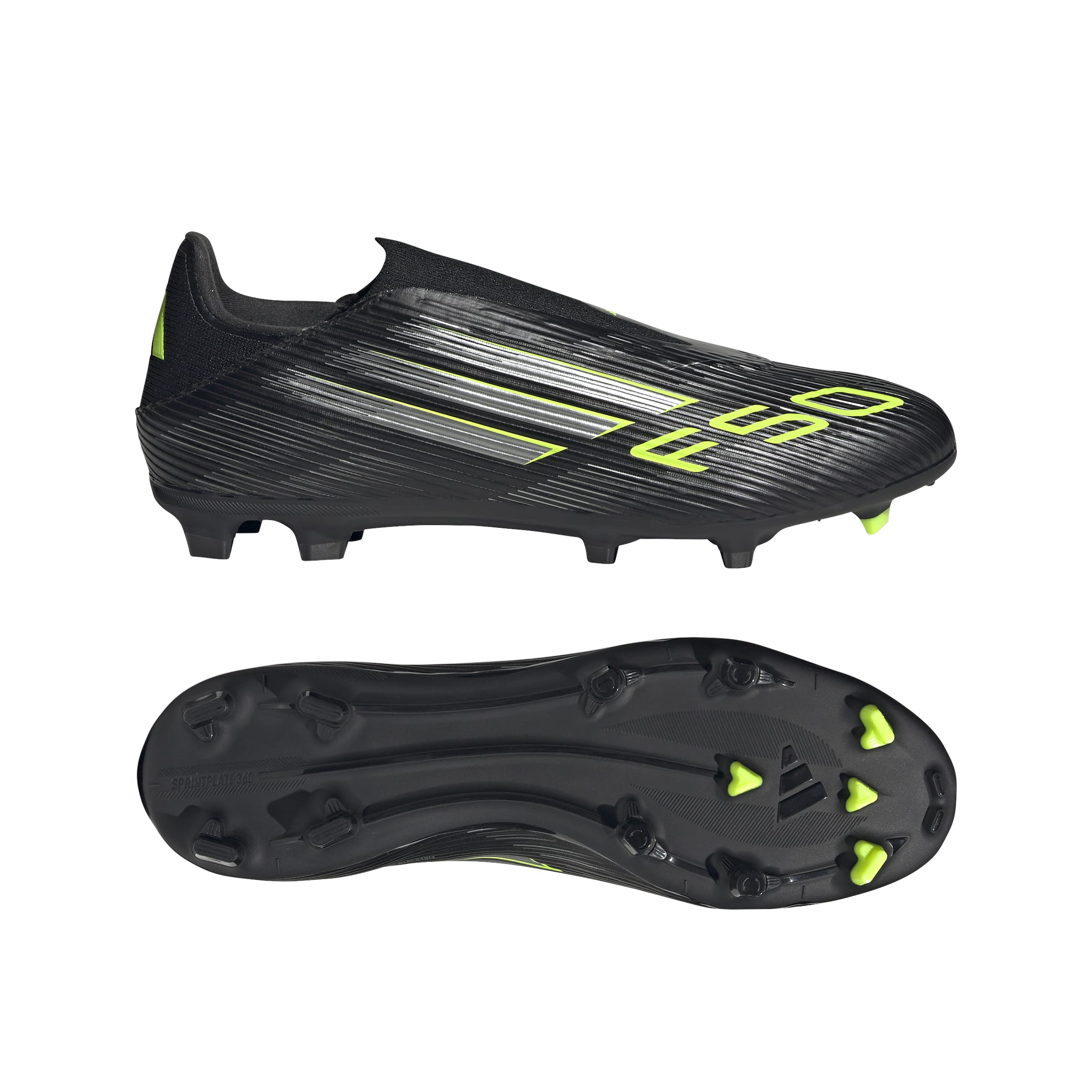 adidas F50 League Laceless FG/MG Men's Soccer Cleats - Black/IronMt/Lemon