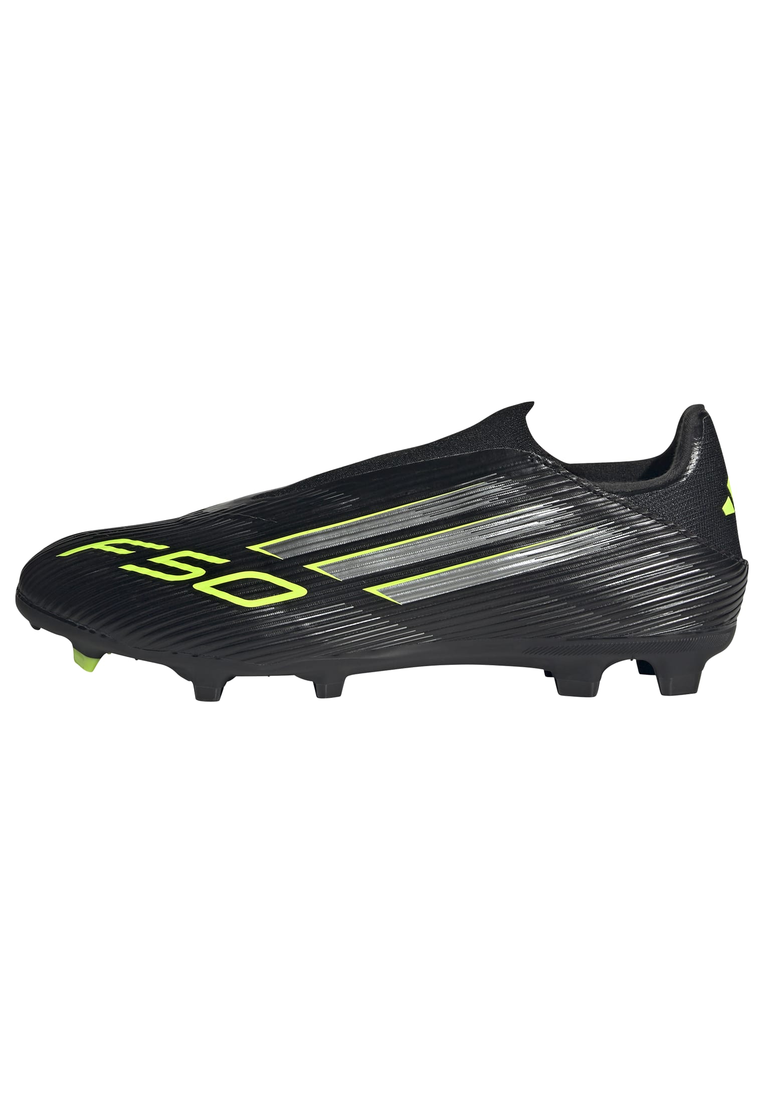 adidas F50 League Laceless FG/MG Men's Soccer Cleats - Black/IronMt/Lemon