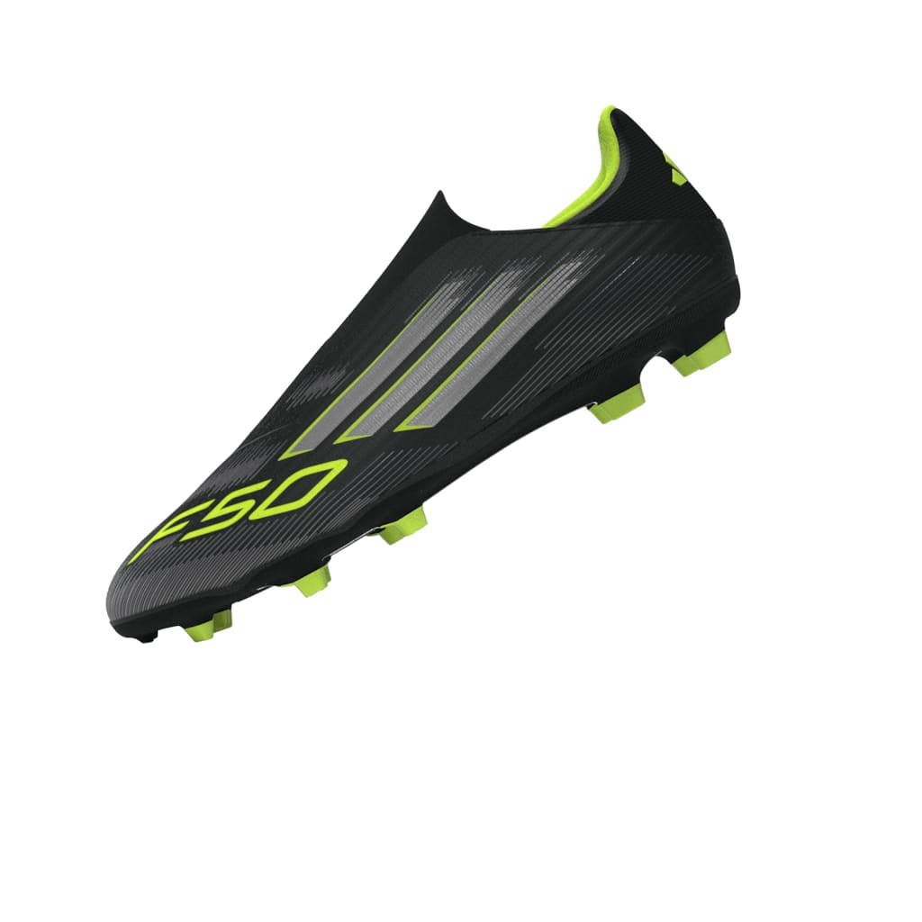 adidas F50 League Laceless FG/MG Men's Soccer Cleats - Black/IronMt/Lemon