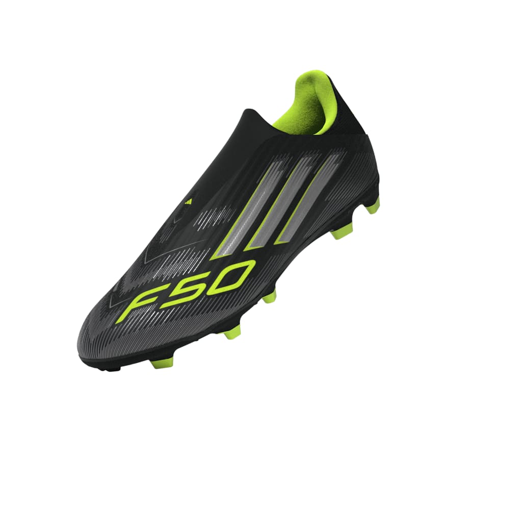 adidas F50 League Laceless FG/MG Men's Soccer Cleats - Black/IronMt/Lemon