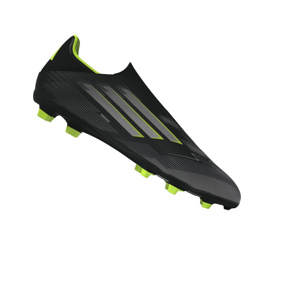 adidas F50 League Laceless FG/MG Men's Soccer Cleats - Black/IronMt/Lemon