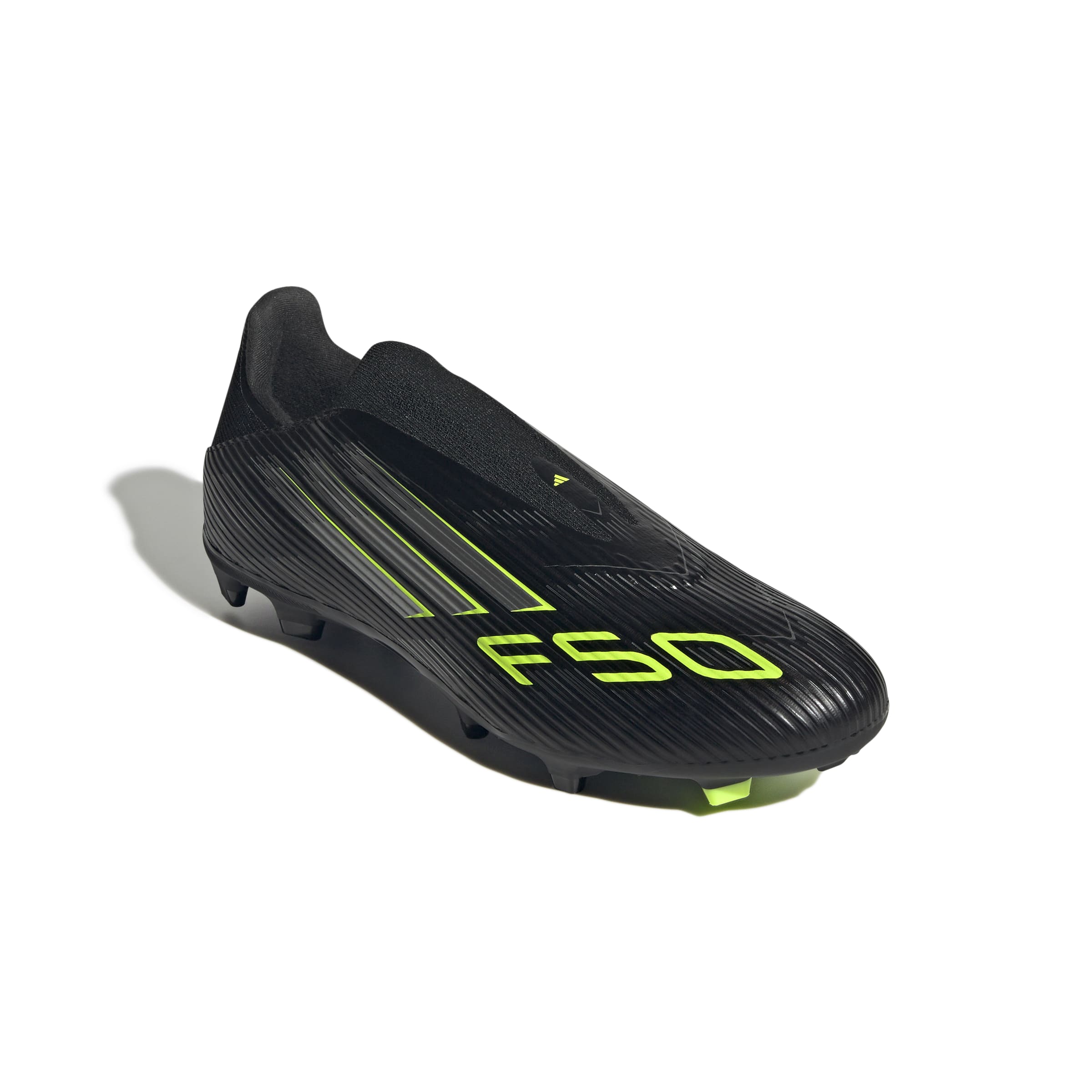 adidas F50 League Laceless FG/MG Men's Soccer Cleats - Black/IronMt/Lemon