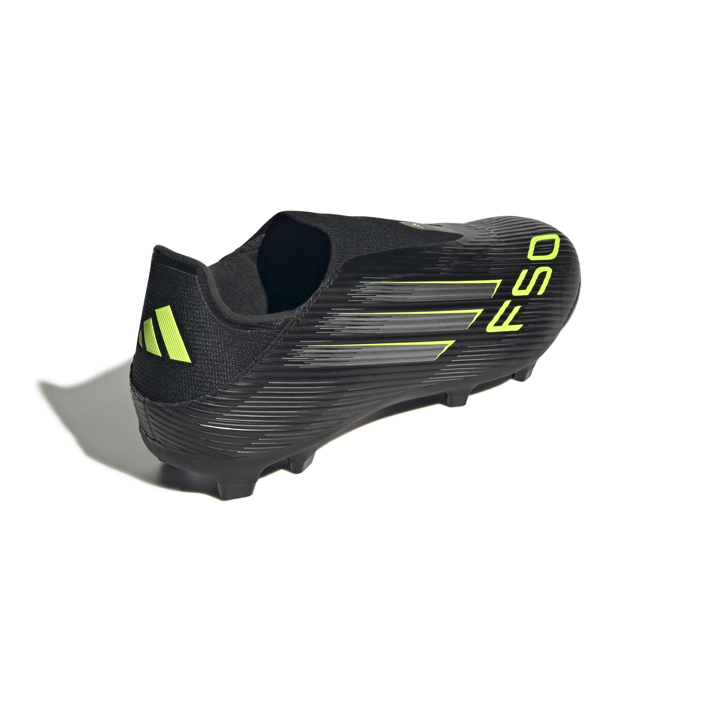 adidas F50 League Laceless FG/MG Men's Soccer Cleats - Black/IronMt/Lemon