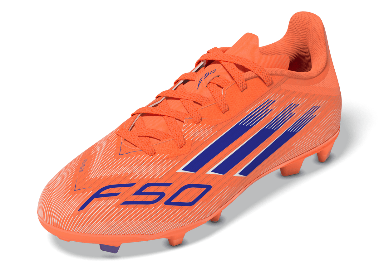 Botines de fútbol adidas F50 League FG/MG para jóvenes - Naranja/Azul/Blanco
