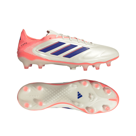 Botines de fútbol para hombre adidas Copa Pure III Elite FG - Blanco/Azul/Naranja