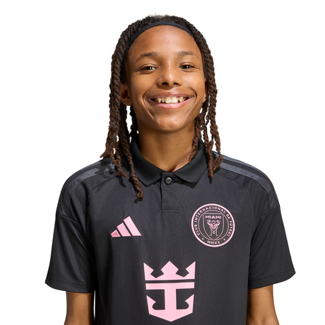 adidas Inter Miami CF Away Messi Youth Soccer Jersey 26/27 - Black/Pink