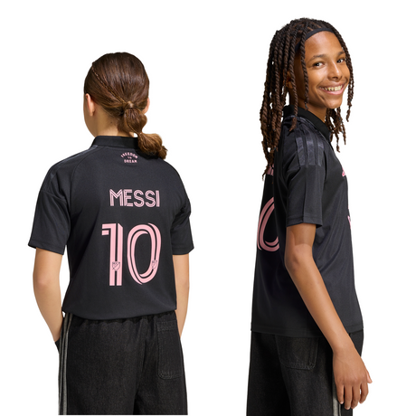 adidas Inter Miami CF Away Messi Youth Soccer Jersey 26/27 - Black/Pink