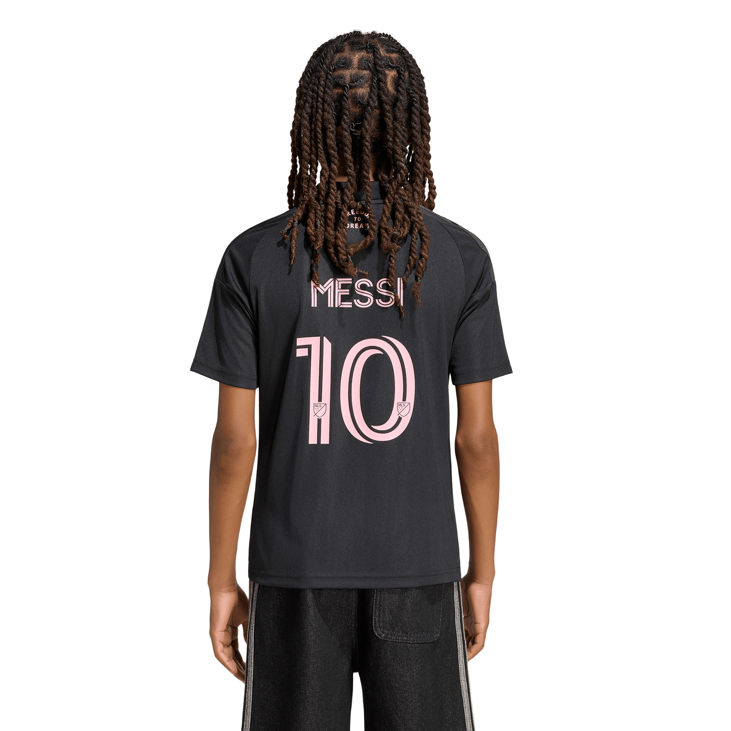adidas Inter Miami CF Away Messi Youth Soccer Jersey 26/27 - Black/Pink
