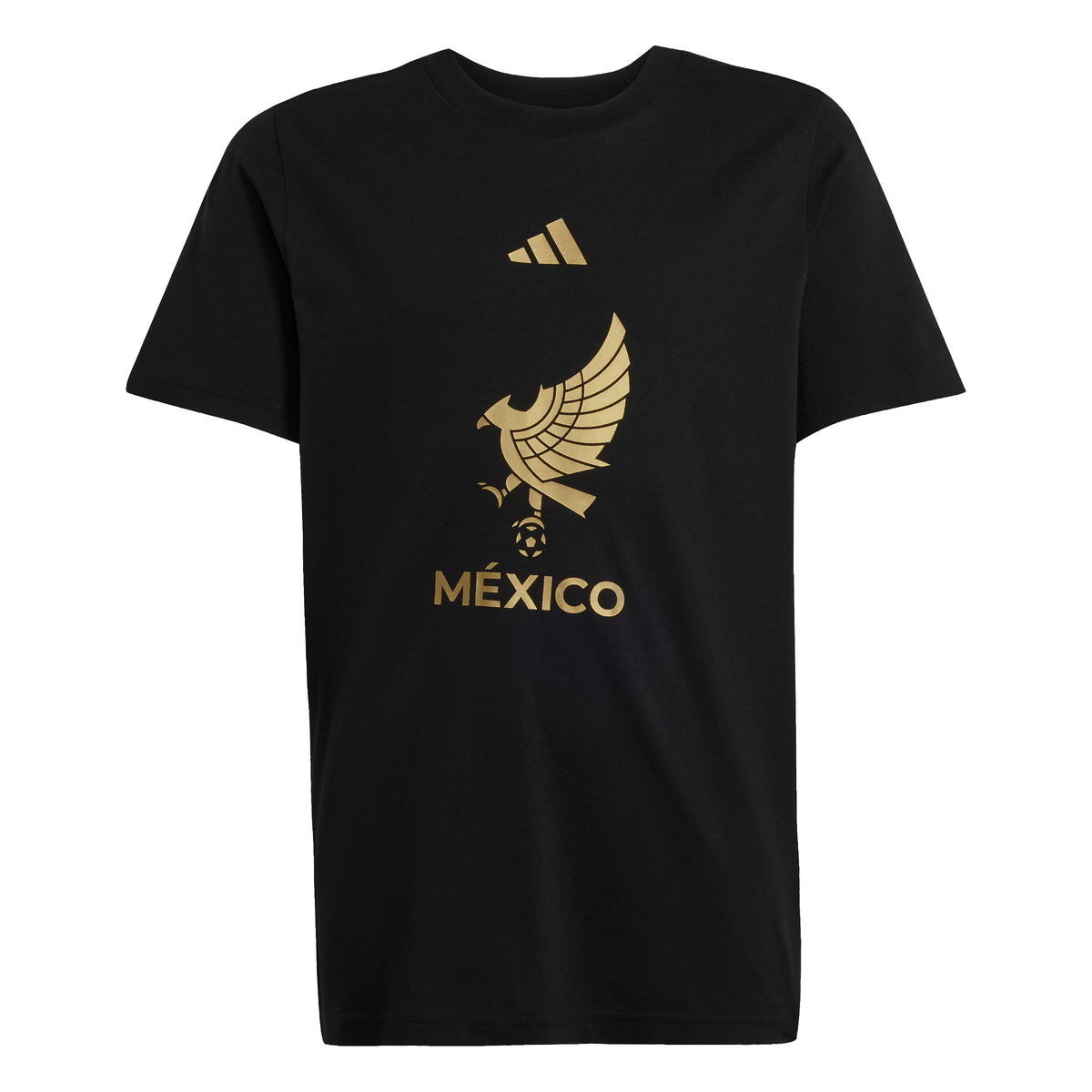 Camiseta adidas Mexico Gold DNA para niños negra y dorada
