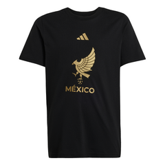 Camiseta adidas Mexico Gold DNA para niños negra y dorada